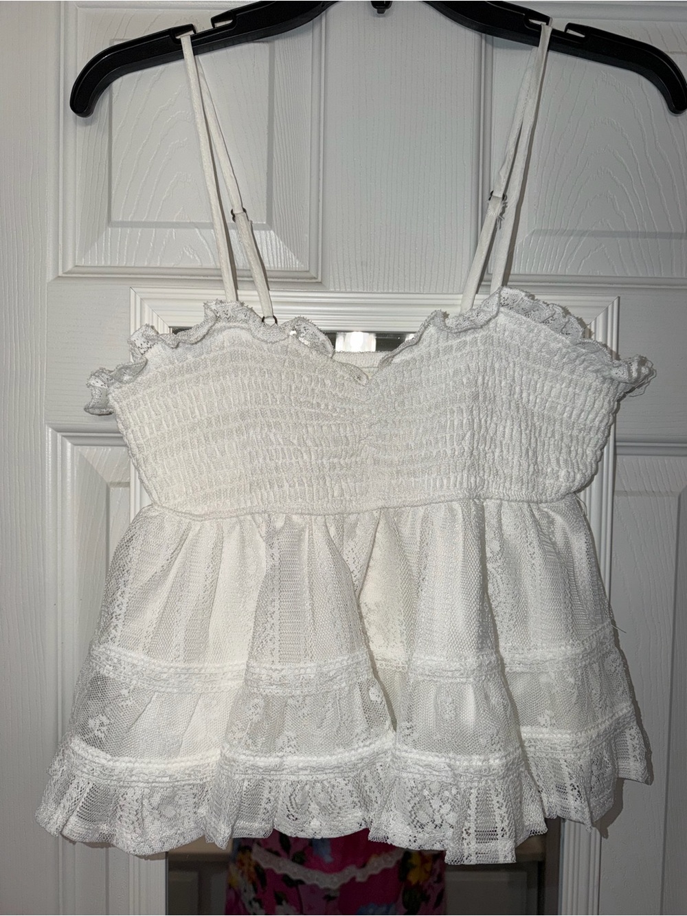 Altar'd State White Smocked Lace Tank NWT